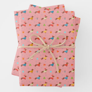 Feuille De Papier Cadeau Pullovers tricotés pour dachshund de Noël en hiver