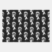 Feuille De Papier Cadeau Punk Rock Girl avec mode Mohawk coiffure (Devant 3)