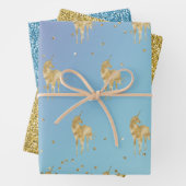 Feuille De Papier Cadeau Purple Aqua Gold Sparkle Unicorn (En situation)