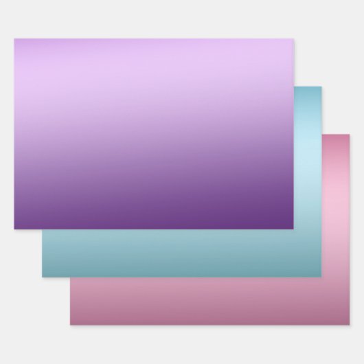 Feuille De Papier Cadeau Purple Aqua Pink Ombre (Lot)