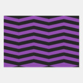 Feuille De Papier Cadeau Purple & Black Stripes &. Zig Zags (Devant 3)