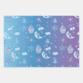 FEUILLE DE PAPIER CADEAU PURPLE BLUE ROSE VACANCES HIVER OBJETS (Devant 2)