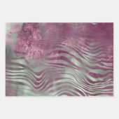 Feuille De Papier Cadeau Purple Bourgogne Aqua Mint Zebra (Devant)