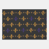 Feuille De Papier Cadeau Purple et Gold Fleurs De Lis (Devant 3)