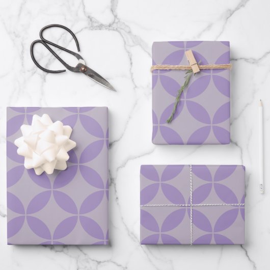 Feuille De Papier Cadeau Purple et Lilac Mid Century Motif moderne (Recto)