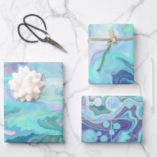 Feuille De Papier Cadeau Purple et Rhapsody bleue | Art Abstrait (Recto)