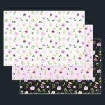 Feuille De Papier Cadeau Purple Flowers and Foliage Pattern<br><div class="desc">These beautiful and elegant wrapping paper sheets are versatile and can be used for giving gifts or art and craft projects. They are ideal for any occasion such as birthdays,  weddings,  bridal showers,  baby showers,  anniversaries or general gifts. The design features watercolor purple flowers and foliage.</div>