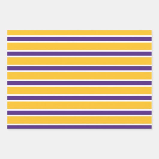 Feuille De Papier Cadeau Purple, Gold, and White Chevron & Stripe Pattern (Devant 2)