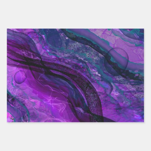 Feuille De Papier Cadeau Purple Passion Alcool Encre Conception abstraite (Devant)