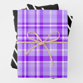Feuille De Papier Cadeau Purple Plaid, Black & White