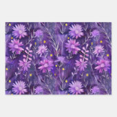 Feuille De Papier Cadeau Purple rose et jaune marguerite motif floral (Devant 3)
