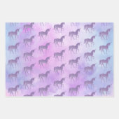 Feuille De Papier Cadeau Purple Stars Confetti Aquarelle Unicorne (Devant 3)