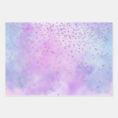 Feuille De Papier Cadeau Purple Stars Confetti Aquarelle Unicorne (Devant)