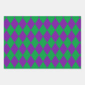 FEUILLE DE PAPIER CADEAU PURPLE VERT OR MARDI GRAS DIAMOND MOTIF (Devant 3)