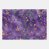 FEUILLE DE PAPIER CADEAU PURPLE VERT OR MARDI GRAS STRIPES POIS (Devant 2)
