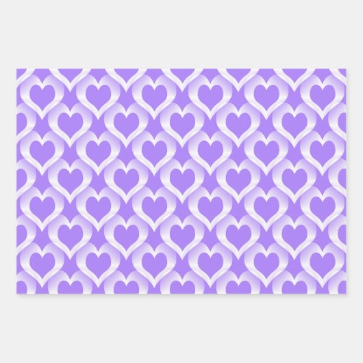 Feuille De Papier Cadeau Purple White Hearts Pattern (Devant)