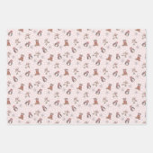 Feuille De Papier Cadeau Pyjamas d'hiver de Noël rose pâle (Devant 3)