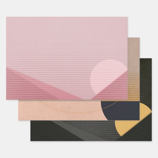 Feuille De Papier Cadeau Pyramide Lune Abstraite géométrique Chic moderne 3 (Lot)