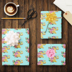 Feuille De Papier Cadeau Python albino jaune