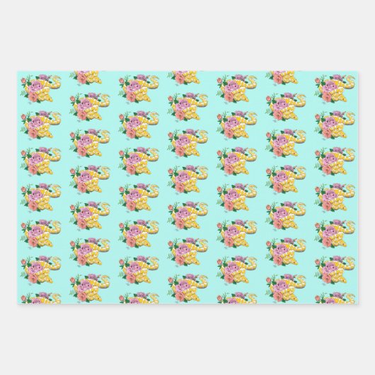 Feuille De Papier Cadeau Python albino jaune (Devant 2)