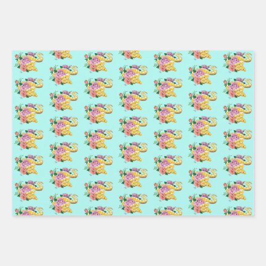 Feuille De Papier Cadeau Python albino jaune (Devant)