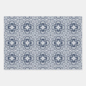 Feuille De Papier Cadeau Quatrefoil de vacances en nuances de bleu (Devant 3)