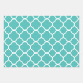 Feuille De Papier Cadeau Quatrefoil Motifs Turquoise en latex blanc Noël (Devant 3)