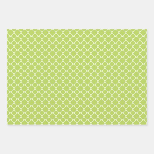 Feuille De Papier Cadeau Quatrefoil vert, Latticework, Trellis marocain (Devant 3)