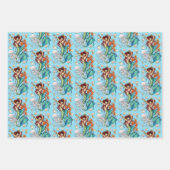 Feuille De Papier Cadeau Queue Turquoise de sirène d'Imaginaire (Devant 2)