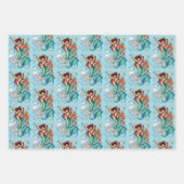 Feuille De Papier Cadeau Queue Turquoise de sirène d'Imaginaire (Devant)