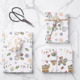 Feuille De Papier Cadeau Rabbit Bear and d Mouse On A Bike Witloons