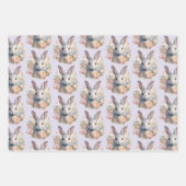 Feuille De Papier Cadeau Rabbit Surrounded by Pastel Flowers Cute Pattern (Devant)