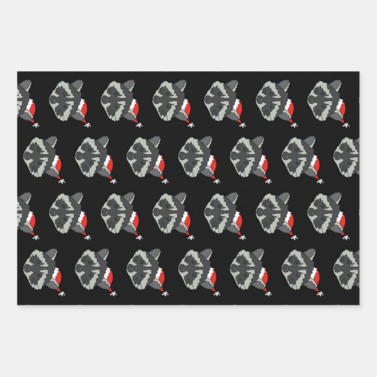 Feuille De Papier Cadeau Raccoon de Noël (Devant)