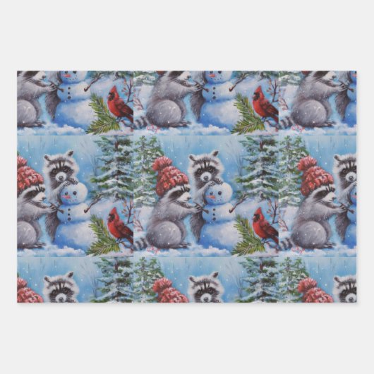 Feuille De Papier Cadeau Raccoons et faune (Devant 3)