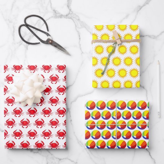 Feuille De Papier Cadeau Rainbow Beach Crab Sun Beach Seashore Holiday (Recto)