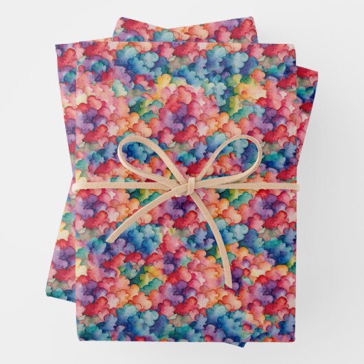 Feuille De Papier Cadeau Rainbow Clouds (En situation)