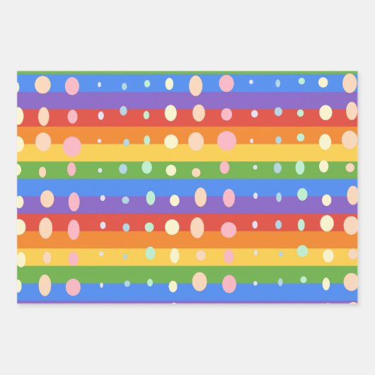 FEUILLE DE PAPIER CADEAU RAINBOW DOT SRIPES (Devant)