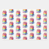 Feuille De Papier Cadeau Rainbow Happy Birthday (Devant)