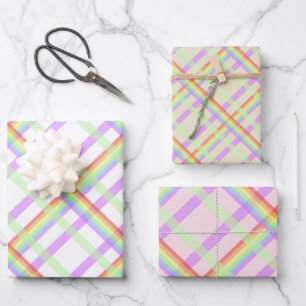 Feuille De Papier Cadeau Rainbow Plaid Chaid Motif