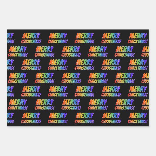 Feuille De Papier Cadeau Rainbow Spectrum Motif "MERRY CHRISTMAS !" (Devant)