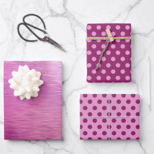 Feuille De Papier Cadeau Raisin métallique violet rose Berry Dot Noël