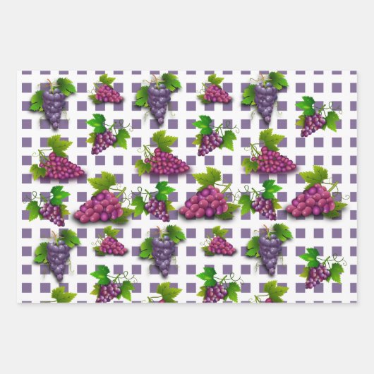 Feuille De Papier Cadeau Raisin motif rayures été fruits vignoble (Devant 3)
