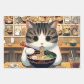 Feuille De Papier Cadeau Ramen mangeant de chat Munchkin (Devant 3)