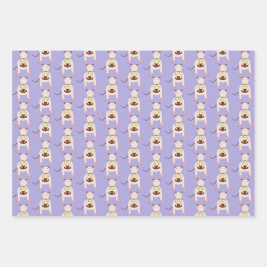 Feuille De Papier Cadeau Rat de Siamese avec gâteau d'anniversaire (Devant)