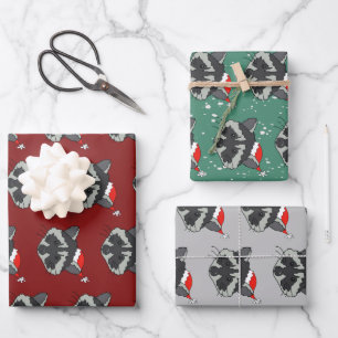 Feuille De Papier Cadeau Raton laveur de Noël