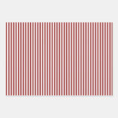 Feuille De Papier Cadeau Rayes rouges foncées et blanches (Devant)