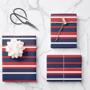 Feuille De Papier Cadeau Rayo rouge blanc bleu patriotique classique sans c
