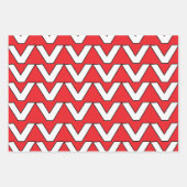 Feuille De Papier Cadeau Rayure Chevron Rouge Blanc (Devant)