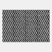 Feuille De Papier Cadeau Rayures blanches délavées en gribouillis noir (Devant 2)