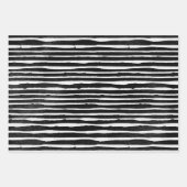 Feuille De Papier Cadeau Rayures blanches gribouillées noircies délavées (Devant)